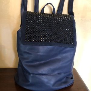 Deux lux Demi backpack Navy vegan Leather BLING